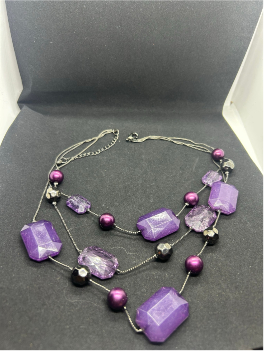 Unbranded Multi-Strand Purple and Black Beaded necklace
